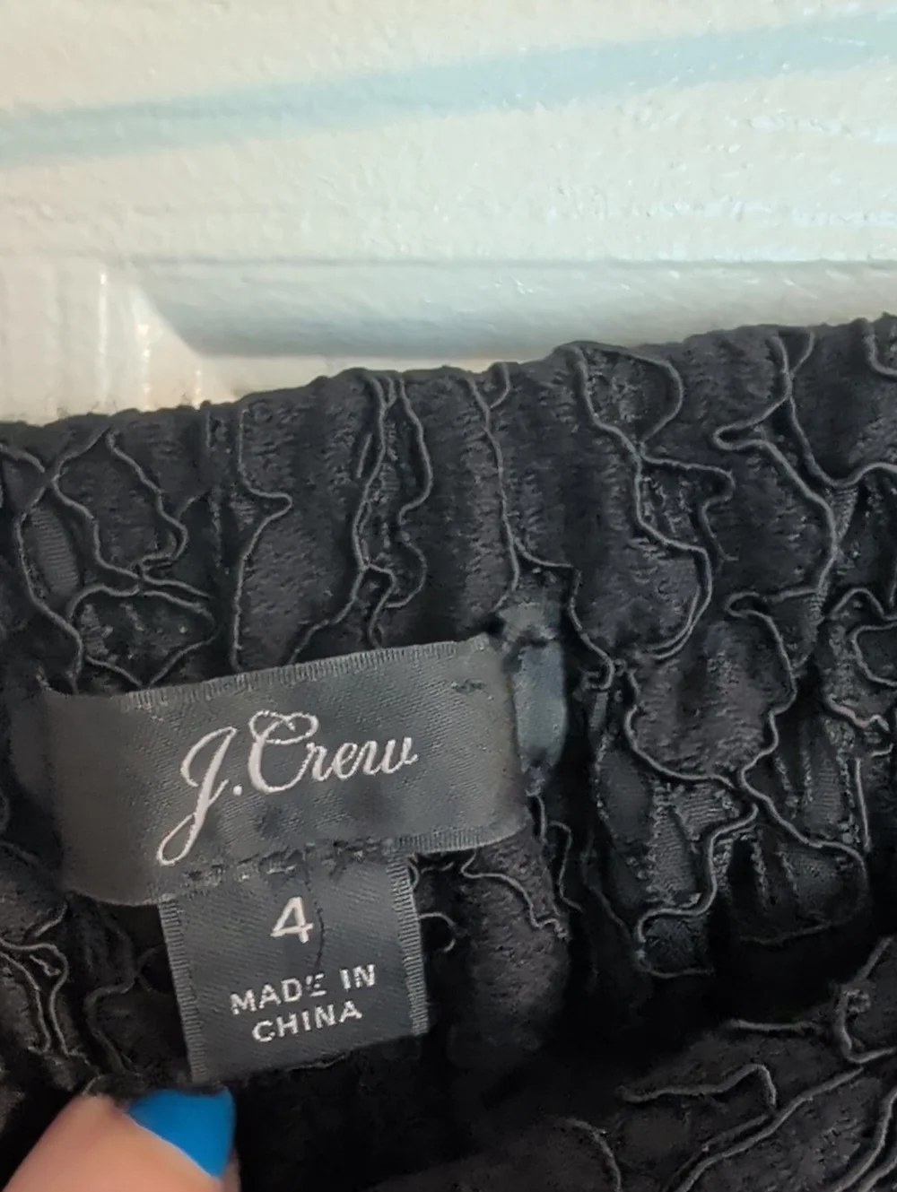 J. Crew Pull On Black Lace-Hem Cropped Pants Elastic Waist
